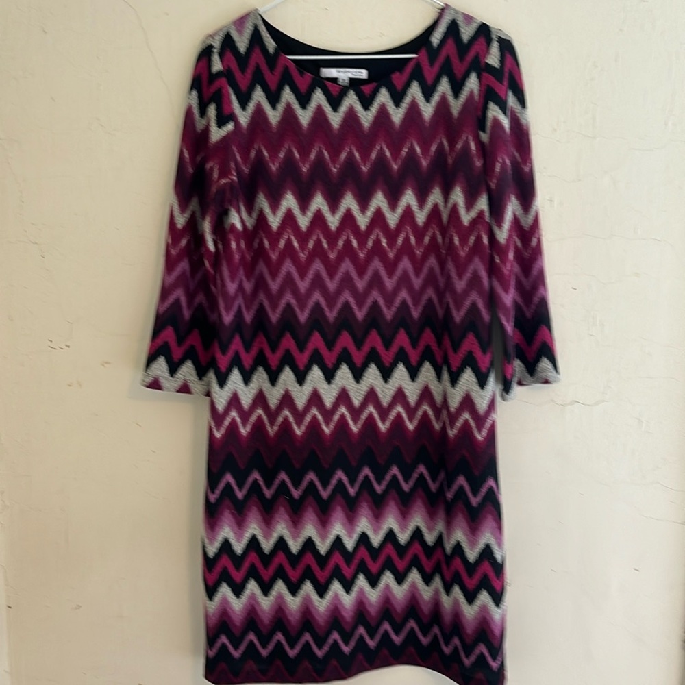 Studio One dress purple & black 3/4 length sleeves 8P